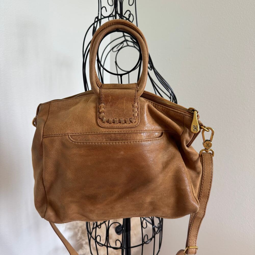 HOBO Sheila Medium Leather Satchel Whipstitch Bag Tan - Picture 7 of 12